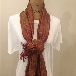 Silk scarf/wrap in maroon/amber